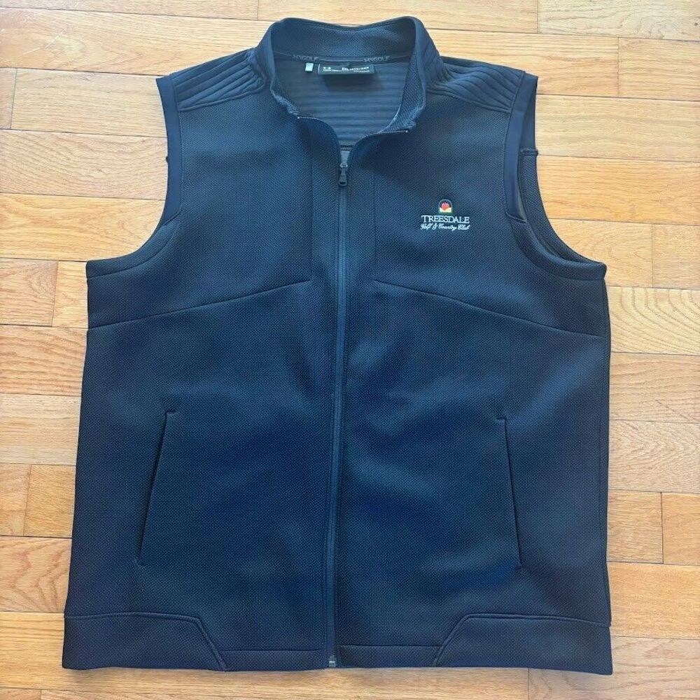 Under‎ Armour Golf Vest Mens 2XL XXL Black UA COLDGEAR Tech Treesdale Golf Club